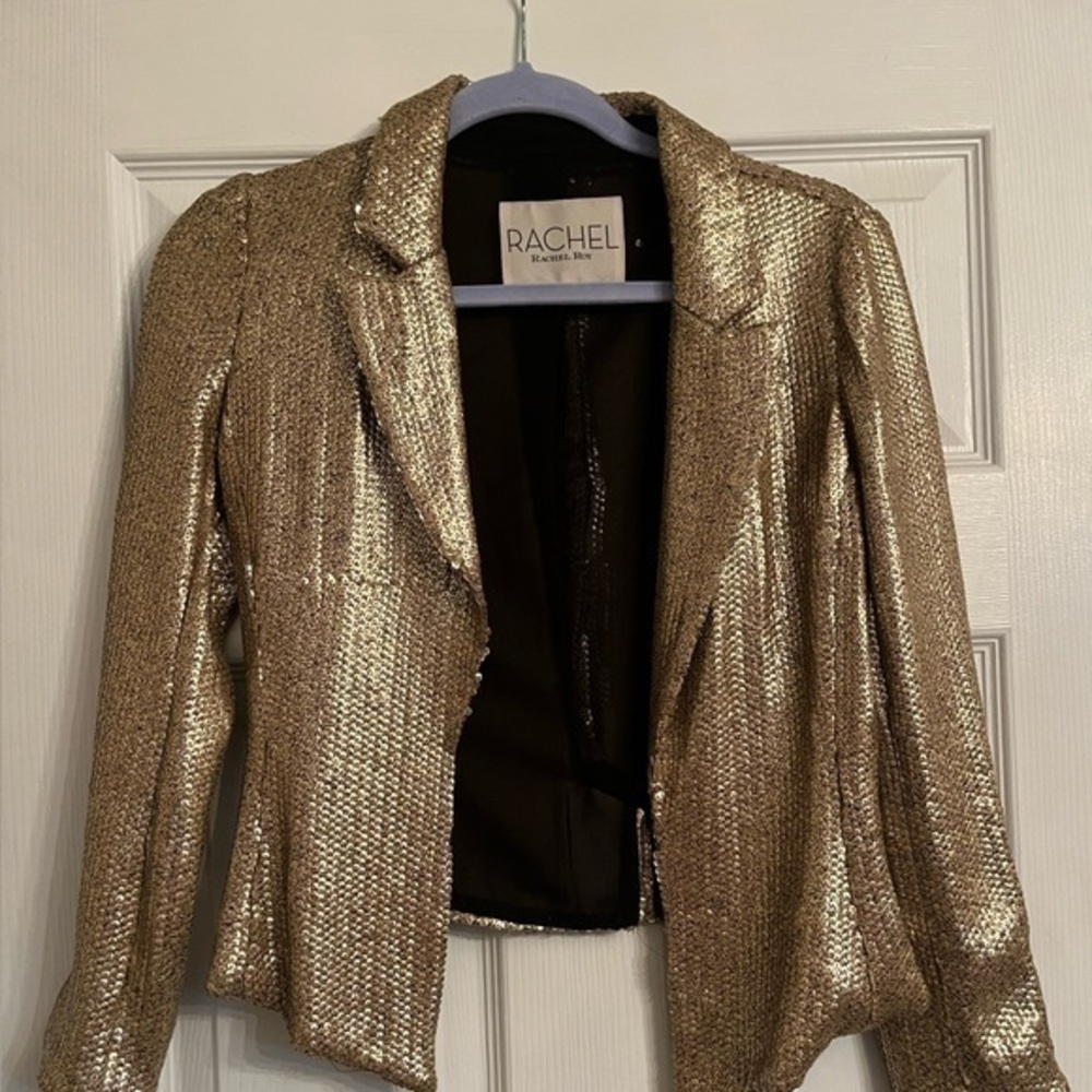 RACHEL Rachel Roy gold sequin crop blazer